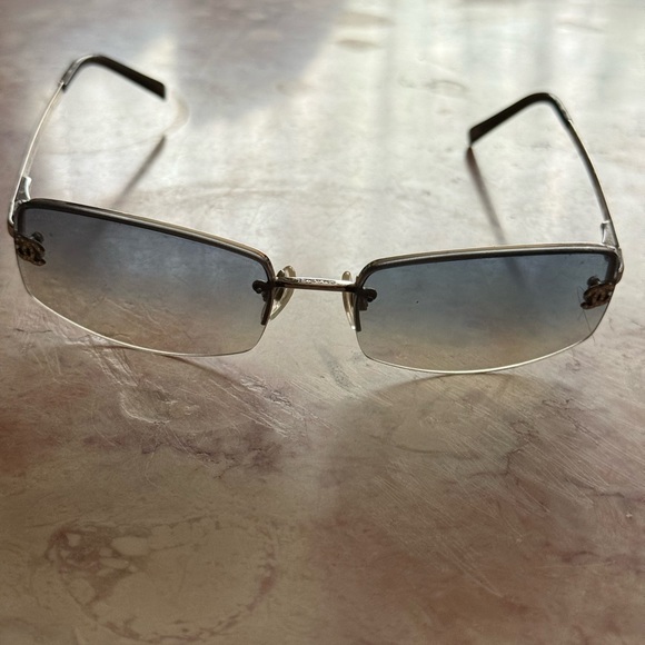 CHANEL Accessories - CHANEL Silver and Black Sunglasses